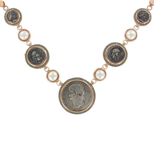 Collier Collier pièces antiques perles et cristaux 58 Facettes DC009