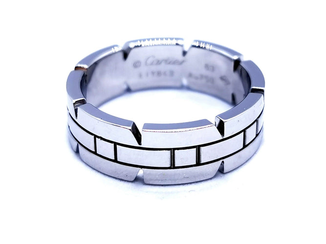 Bague 63 Cartier Bague Alliance Tank Or blanc 58 Facettes 1050177CN