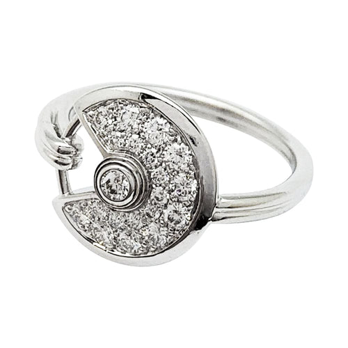 Bague 46 Bague Cartier "Amulette" or blanc et diamants 58 Facettes 30300