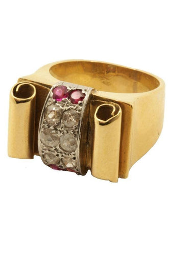 Bague 53 Bague tank rubis et diamants 58 Facettes 1711