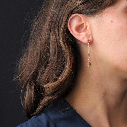 Boucles d'oreilles Boucles d'oreilles de création pendantes citrines 58 Facettes 21-305