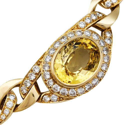 Collier Collier Cartier en or jaune diamants et saphir jaune. 58 Facettes 30440