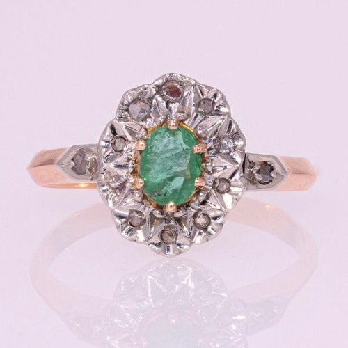 Bague 53 Bague ancienne pompadour émeraude diamants 58 Facettes 19-528-48