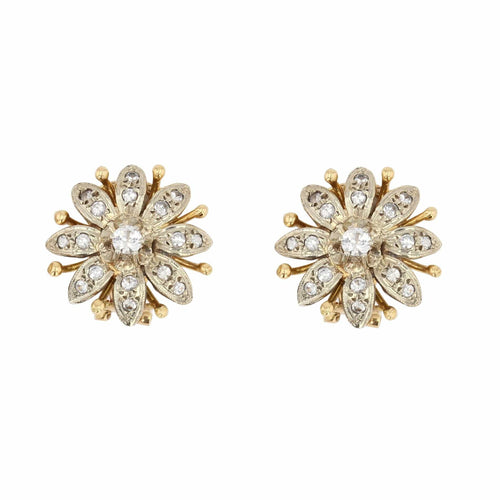 Boucles d'oreilles Clips d'oreilles vintages diamants fleurs 58 Facettes 21-240