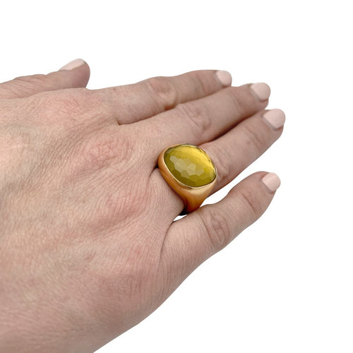 Bague 50 Bague Pomellato "Cipria" en or jaune et quartz lemon. 58 Facettes 30094