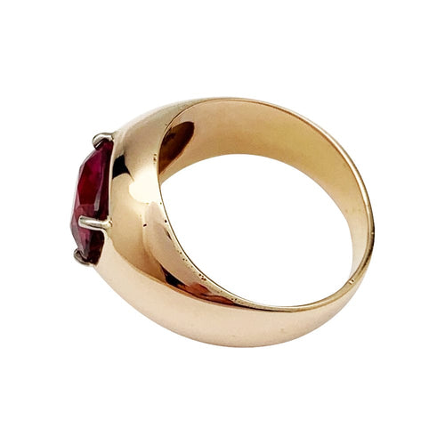 Bague 51 Jonc anglais or rose, rubis Mozambique 2.53 cts. 58 Facettes 30327