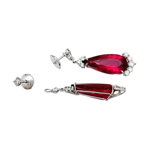 Boucles d'oreilles Boucles d'oreilles gouttes de rubellites et diamants. 58 Facettes 30529