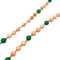 Collier Sautoir boules corail, chrysoprases, intercalaires or jaune. 58 Facettes 30348