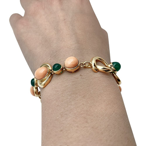 Bracelet Bracelet Van Cleef & Arpels en or jaune, corail et chrysoprase. 58 Facettes 30317