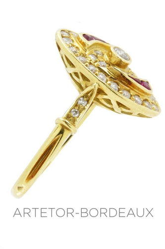 Bague 56 Bague marquise diamants et rubis 58 Facettes 13111