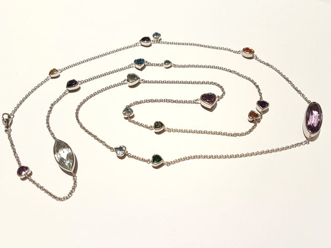 Collier Collier Sautoir Or blanc Saphir 58 Facettes 00017GD