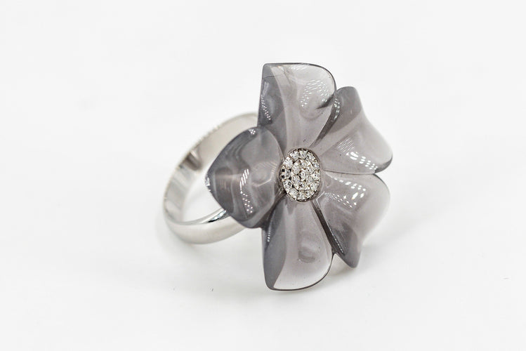 Bague 53 André Benitah Bague Printania Or blanc Diamant 58 Facettes 06210CD