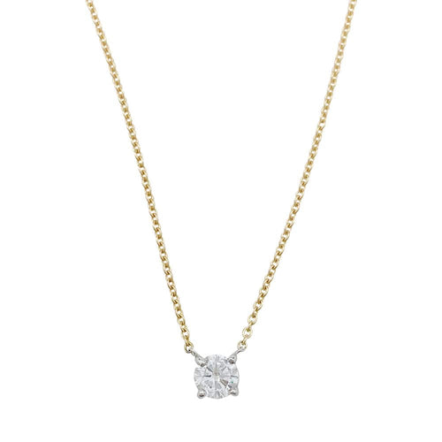 Collier Collier solitaire sur chaîne, 0.41ct, or jaune et blanc. 58 Facettes 30170