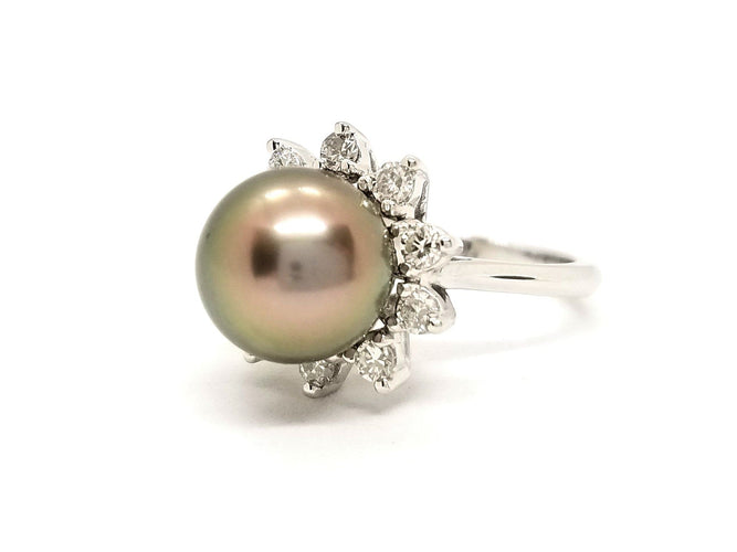 Bague 49 Bague Or blanc Perle 58 Facettes 878707CN