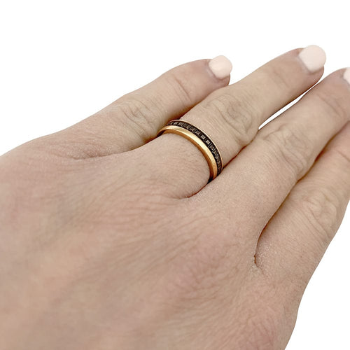 Bague 49 Alliance Boucheron "Quatre" en or rose et PVD chocolat. 58 Facettes 30310