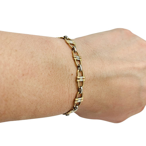 Bracelet Bracelet Cartier, "Santos", or jaune et blanc. 58 Facettes 30201