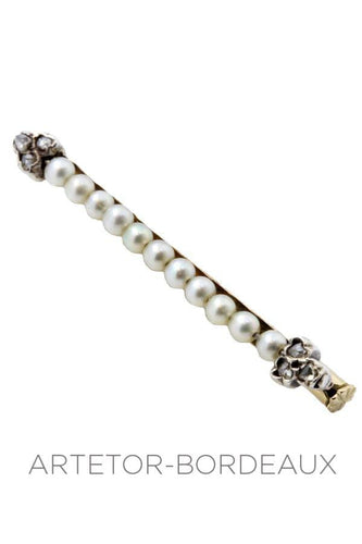 Broche Barette ancienne perle fines 58 Facettes 29901