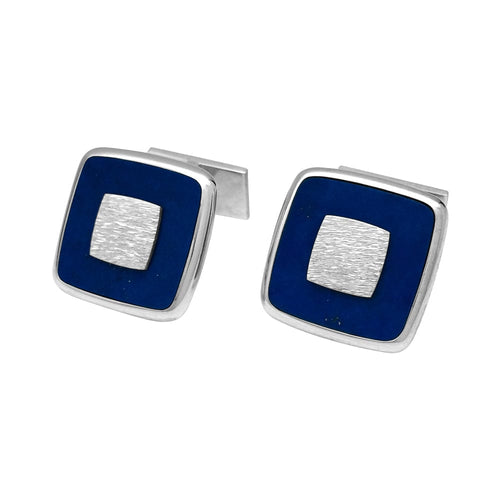 Boutons de manchette Piaget, or blanc et lapis lazuli. 58 Facettes 28216