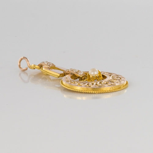 Pendentif Pendentif ancien or rose perles fines 58 Facettes CVP15