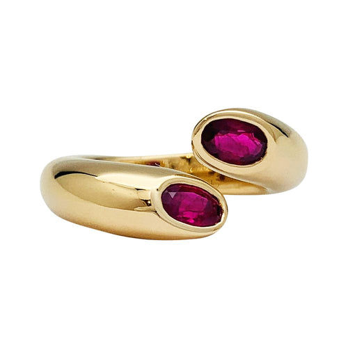 Bague 51 Bague Cartier, "Ellipse Deux Têtes Croisées", or jaune, rubis. 58 Facettes 30438