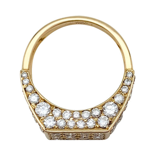 Bague 53 Bague Cartier chevalière en or jaune et diamants. 58 Facettes 29847-1