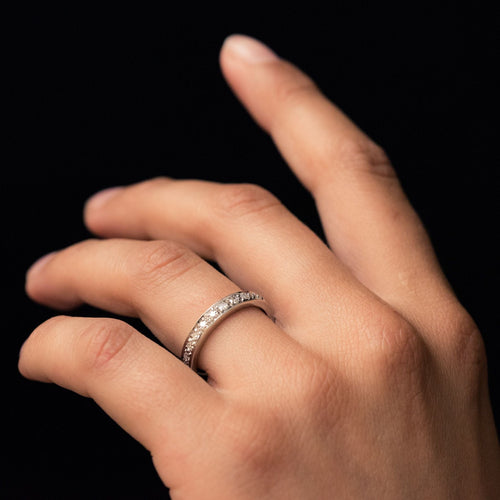 Bague 56 Alliance diamants ancienne 58 Facettes 20-177A