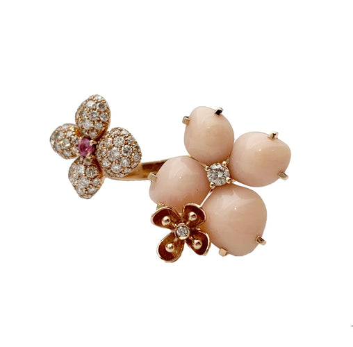 Bague 53 Bague Chaumet, Hortensia "Aube Rosée", or rose, diamants, saphir rose, opales roses. 58 Facettes 30367