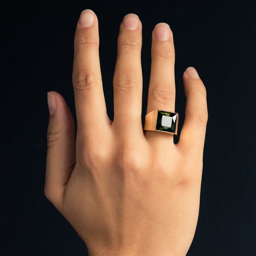 Bague 54 Chevalière ancienne tourmaline 58 Facettes 19-658-51