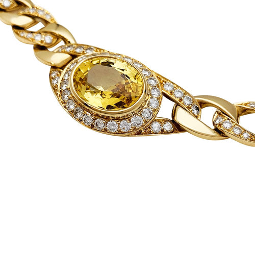 Collier Collier Cartier en or jaune diamants et saphir jaune. 58 Facettes 30440
