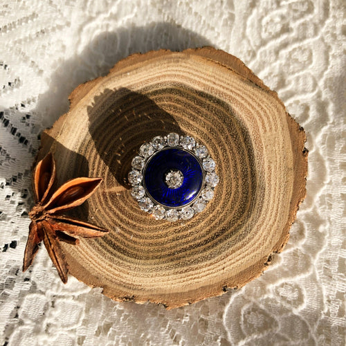 Broche Broche ancienne Asprey émail bleu et diamants 58 Facettes 19-042