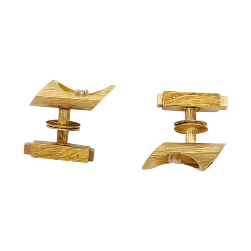 Boutons de manchette Boutons de manchettes "bambou" en or jaune et diamants, 1970. 58 Facettes 28588