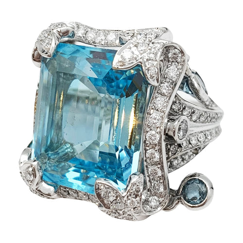 Bague 52 Bague Edouard Nahum "Sterina" or blanc diamants et topaze 58 Facettes 30314