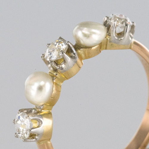 Bague 53 Bague ancienne jarretière perles fines diamants 58 Facettes 19-194