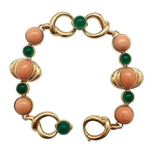 Bracelet Bracelet Van Cleef & Arpels en or jaune, corail et chrysoprase. 58 Facettes 30317