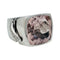 Bague 55 Bague chevalière Chaumet "Lien" en or blanc, diamants et morganite. 58 Facettes 28572