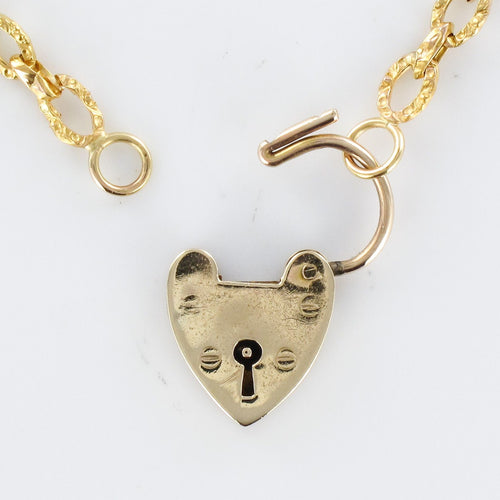 Collier Chaine ancienne ciselée et son cadenas en forme de coeur 58 Facettes CVCO3