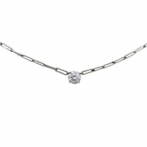 Collier Collier solitaire diamant 1,50 carat en or blanc. 58 Facettes 30498