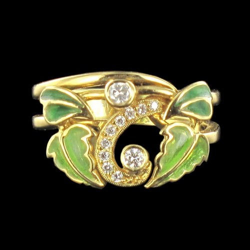 Bague 52 Bague diamants et émail or jaune 58 Facettes 14-281-8416201-54