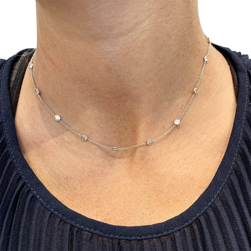 Collier Collier gouttière en or blanc, diamants. 58 Facettes 30418