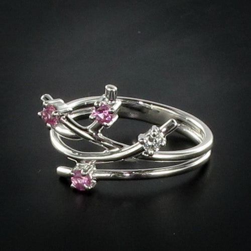 Bague 54 Bague or blanc diamant saphir rose 58 Facettes 18-093D-54