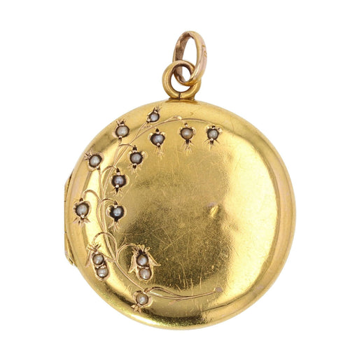 Pendentif Médaillon ancien or perles fines au muguet 58 Facettes 21-294
