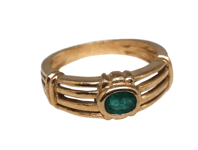 Bague 51 Bague or et émeraude 58 Facettes 10740
