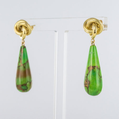 Boucles d'oreilles Boucles d'oreilles or jaune et turquoise du Turkménistan 58 Facettes 17-323