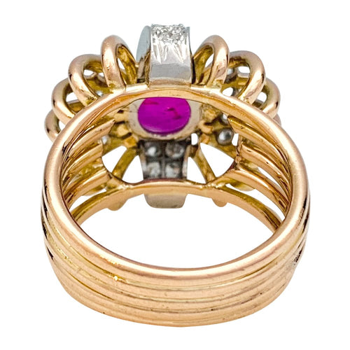Bague 53.5 Bague 1950 en or rose, platine, diamants et rubis. 58 Facettes 30117