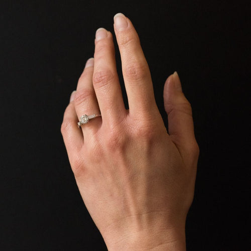 Bague 54 Solitaire diamant et diamants baguette 58 Facettes 16-060-54