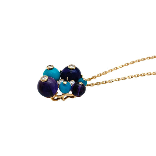 Collier Collier Cartier "Délices de Goa" en or jaune, améthystes, turquoises et diamants. 58 Facettes 30017