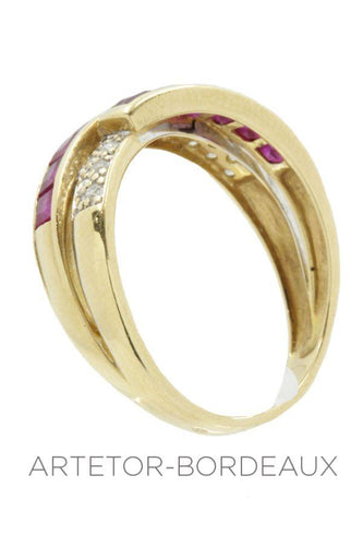Bague 57 Bague rubis calibrés et diamants 58 Facettes 13301