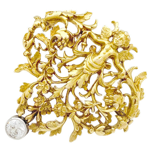 Broche Broche 1900 en or jaune et diamant. 58 Facettes 30006