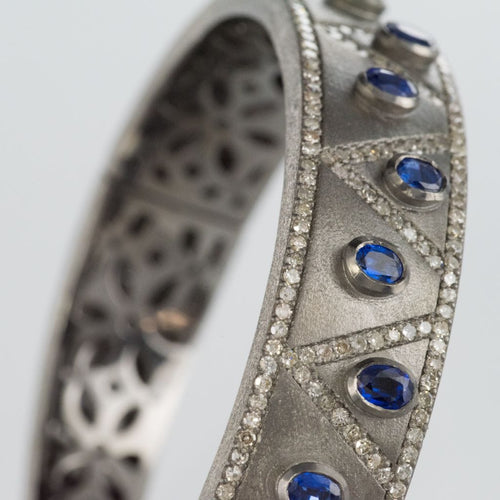 Bracelet Bracelet argent diamants et cyanites 58 Facettes 18-329