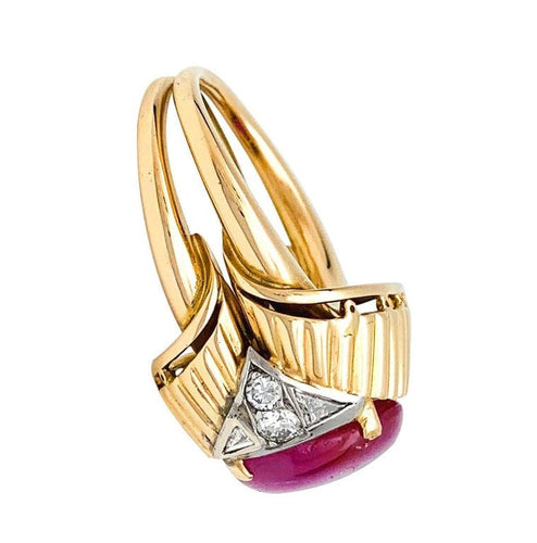 Bague 50 Bague rubis en or rose et platine, diamants. 58 Facettes 29958